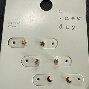 A New Day Gold Star and Moon Earring Set